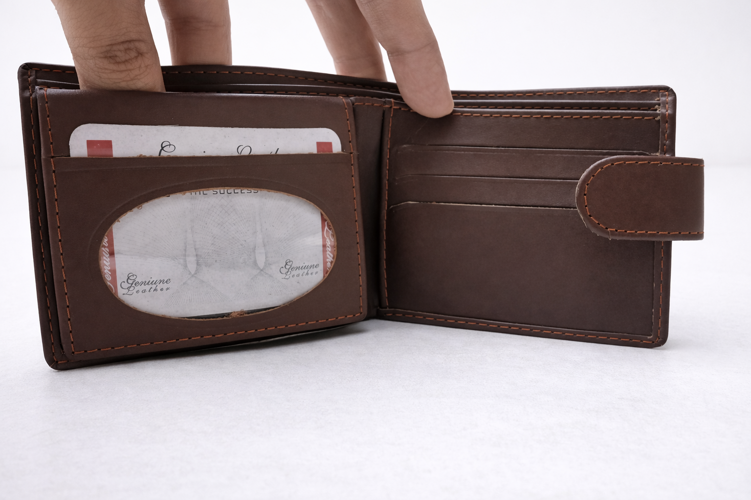 Wallet Genuine Leather Button Men - Brown Pakistan online