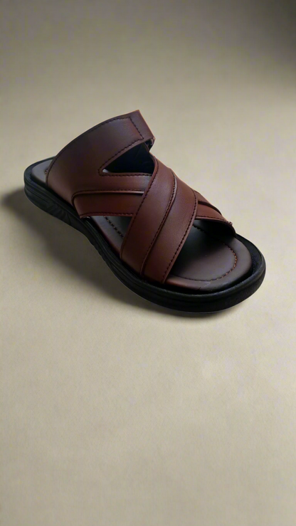 Soft Sole Stylish Slippers  - Brown - SS 001