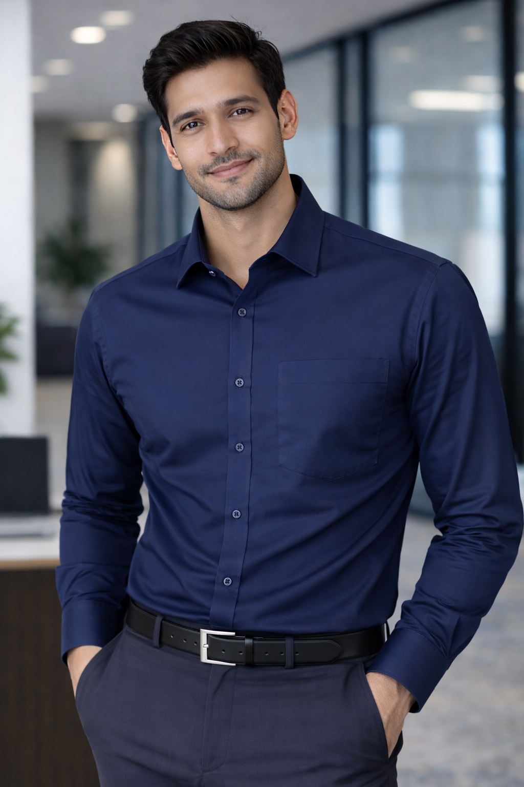 Men's || Plain Formal Shirt || Steel Blue - FESB003 Pakistan online