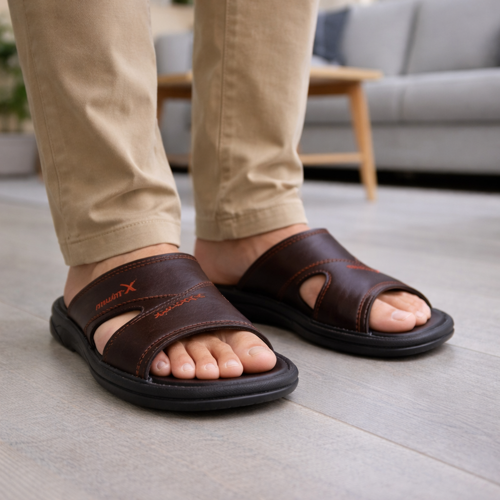 Men Trendy Slippers Comfort - Brown - XT02 Pakistan online