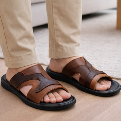 Men Slippers Two-Tone Comfort - Brown - TT001 Pakistan online