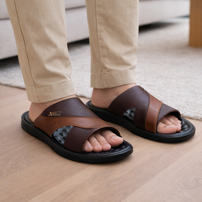 Slippers Men - Dotted Sole - Double Color Brown - DC 001 Pakistan online