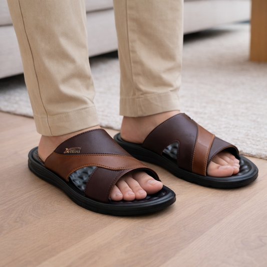 Slippers Men - Dotted Sole - Double Color Brown - DC 001 Pakistan online