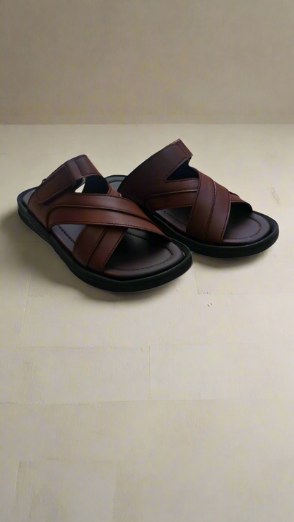 Soft Sole Stylish Slippers  - Brown - SS 001