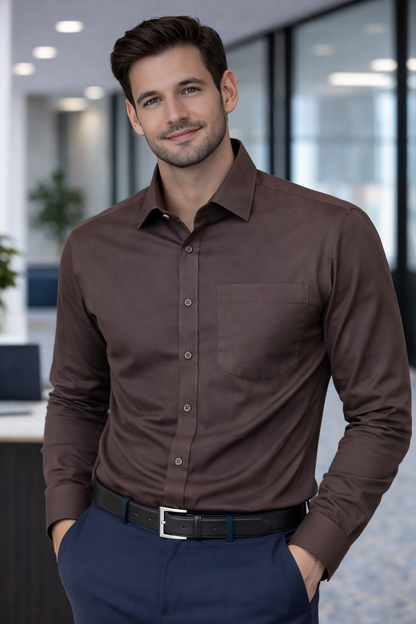 Signature Men's Plain Formal Shirt - | Medium Brown | FCPS0024 Pakistan online