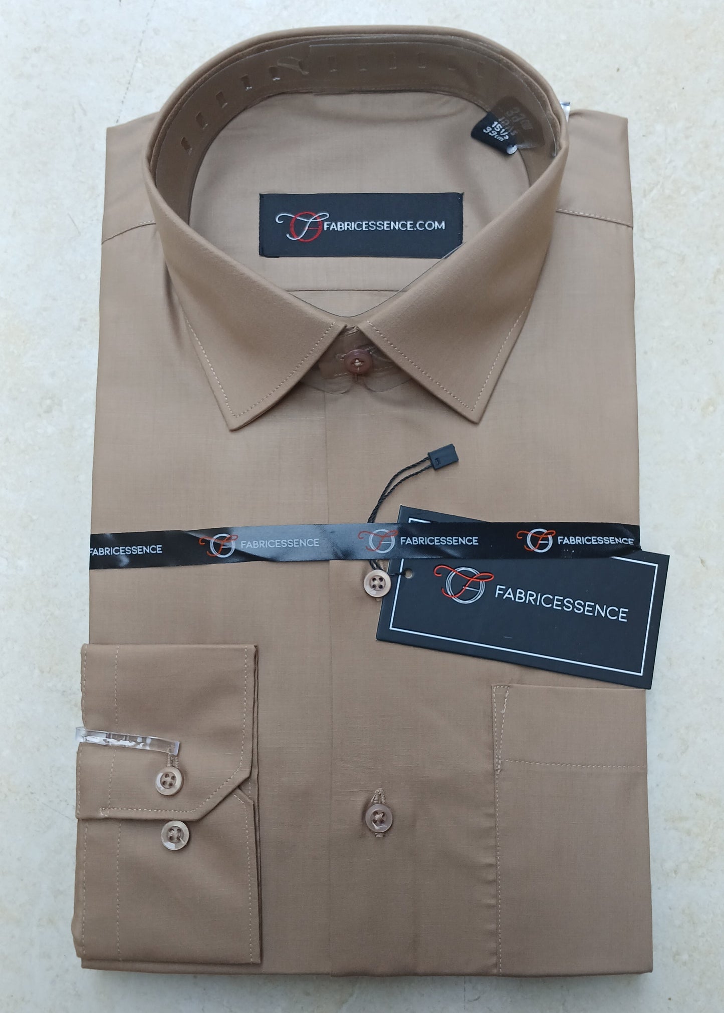 Men's Plain Formal Shirt - | Light Brown | FE1213 LB