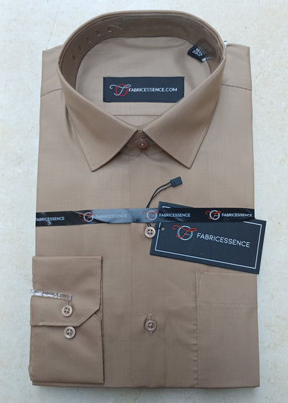 Men's Plain Formal Shirt - | Light Brown | FE1213 LB