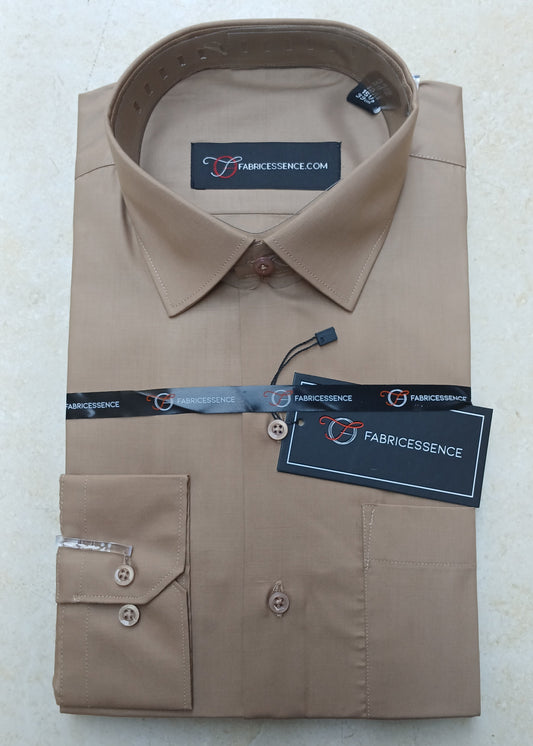 Men's Plain Formal Shirt - | Light Brown | FE1213 LB