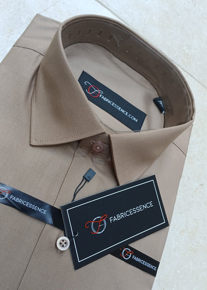 Men's Plain Formal Shirt - | Light Brown | FE1213 LB