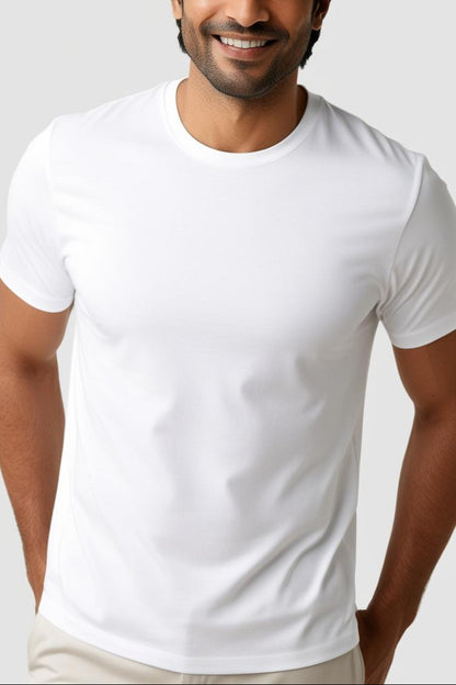 T-Shirt Plain Round Neck - White - RNTS-101