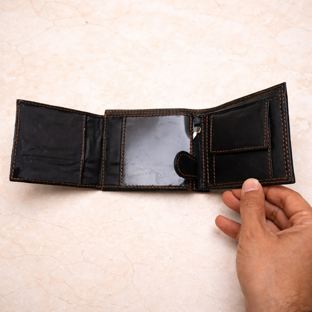 Wallet Fancy Genuine Leather Men - Black Pakistan online