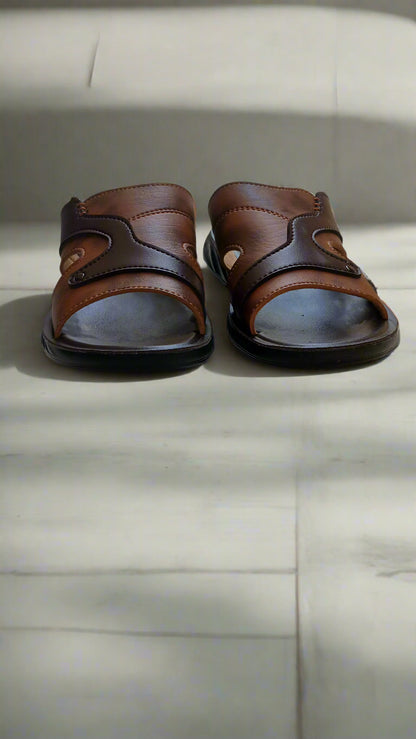 Men Slippers Two-Tone Comfort - Brown - TT001