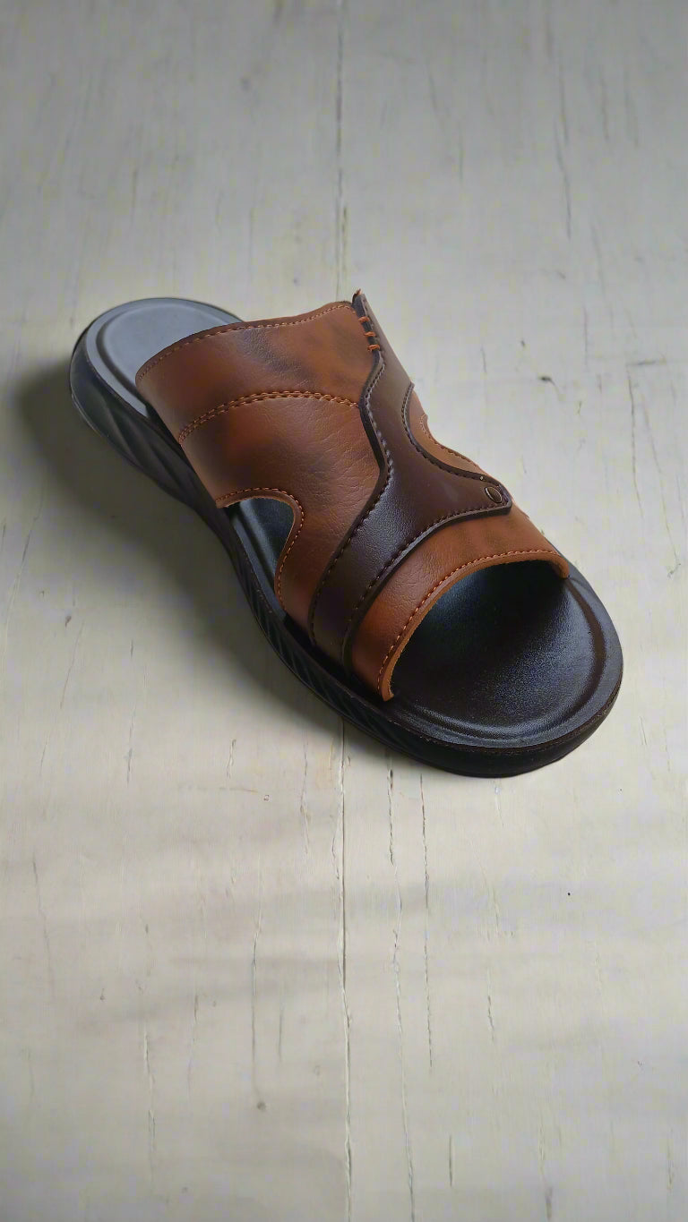 Men Slippers Two-Tone Comfort - Brown - TT001