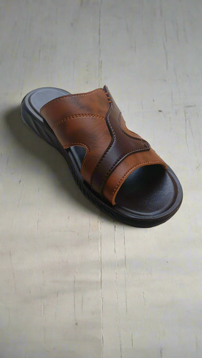 Men Slippers Two-Tone Comfort - Brown - TT001
