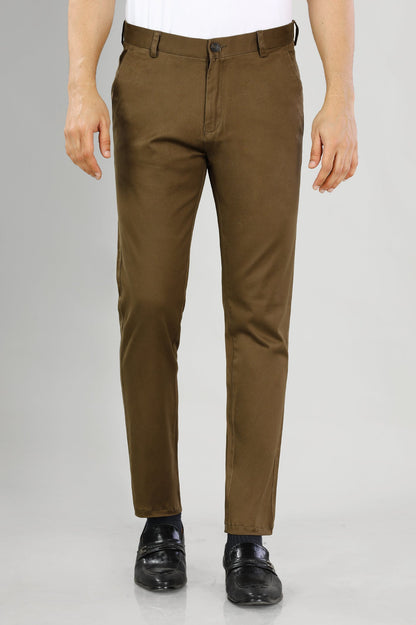 Regular Fit  Comfort Chino Cotton Pants - | Brown | FE03