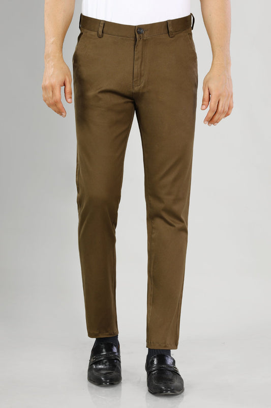 Regular Fit  Comfort Chino Cotton Pants - | Brown | FE03