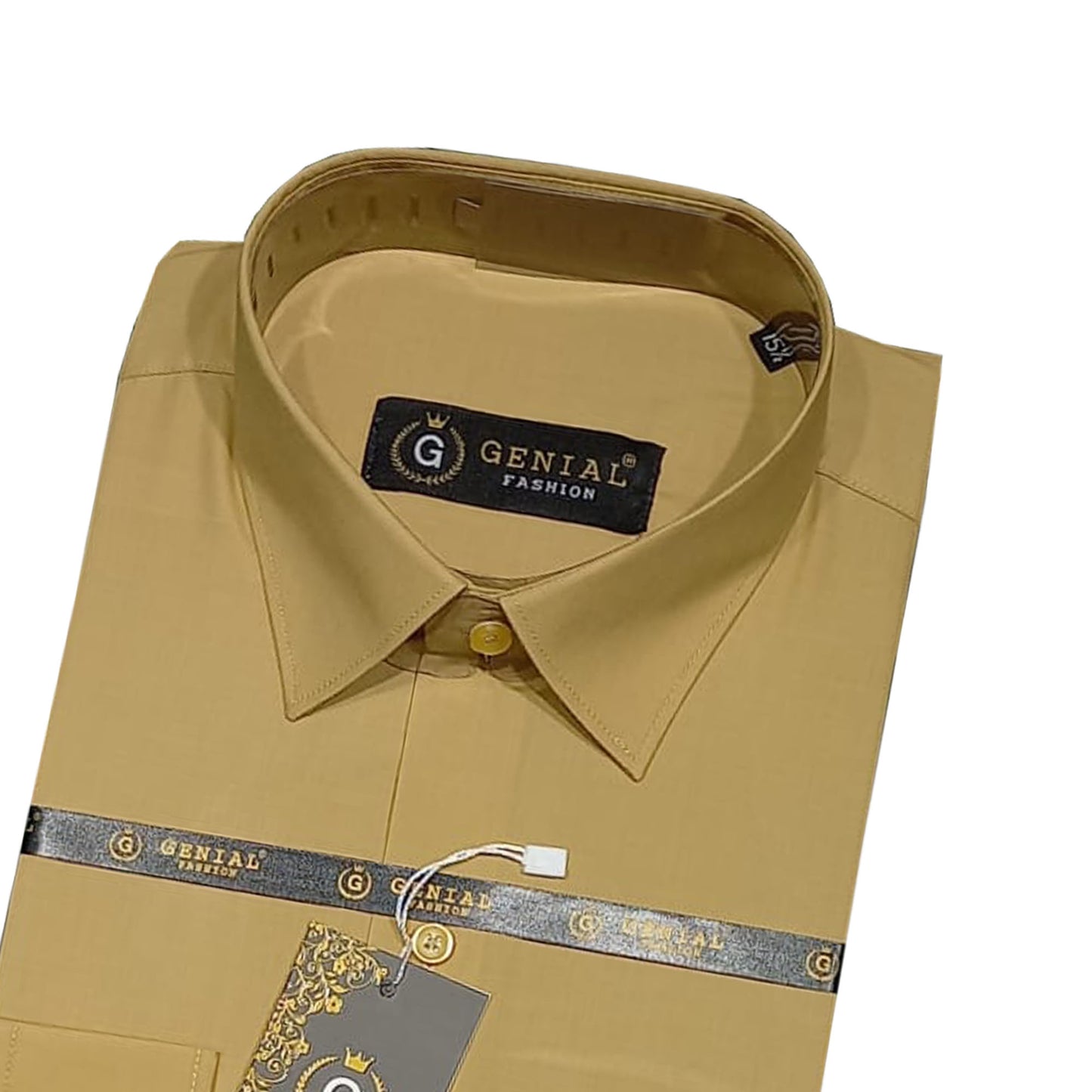 Men's Plain Formal Shirt - Khaki FE1199KC | Premium Cotton | Ideal for Office, Business & Formal Occasions